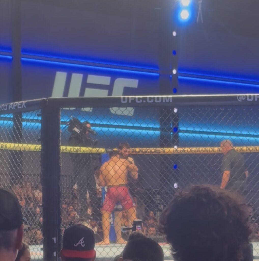 Jaden Ortega competing in his DWCS Week 7 fight against Alvi Dasuyev at the UFC Apex
